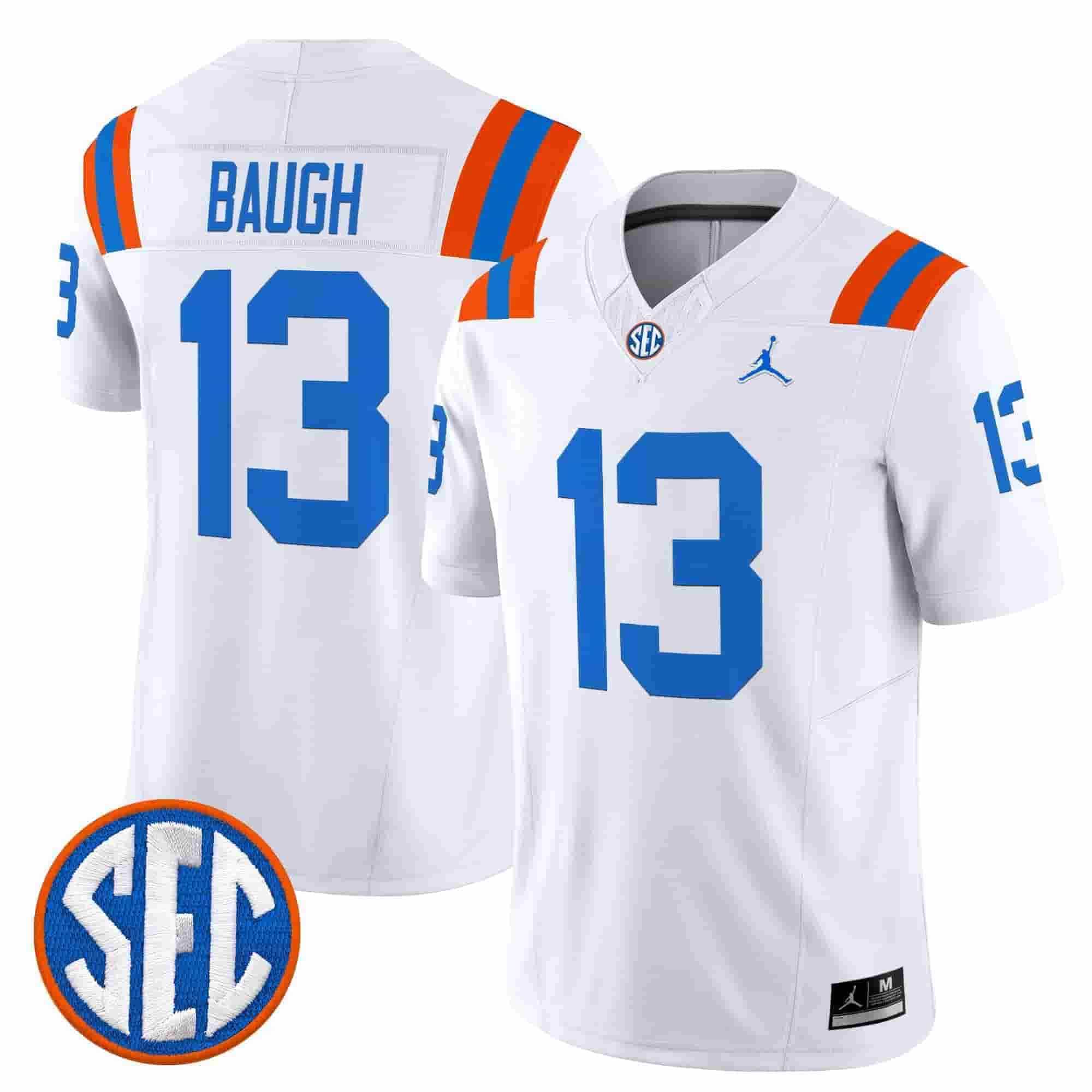 Mens Florida Gators #13 Jadan Baugh White 1960s Throwback F.U.S.E. Vapor Limited Stitched Jersey Dzhi