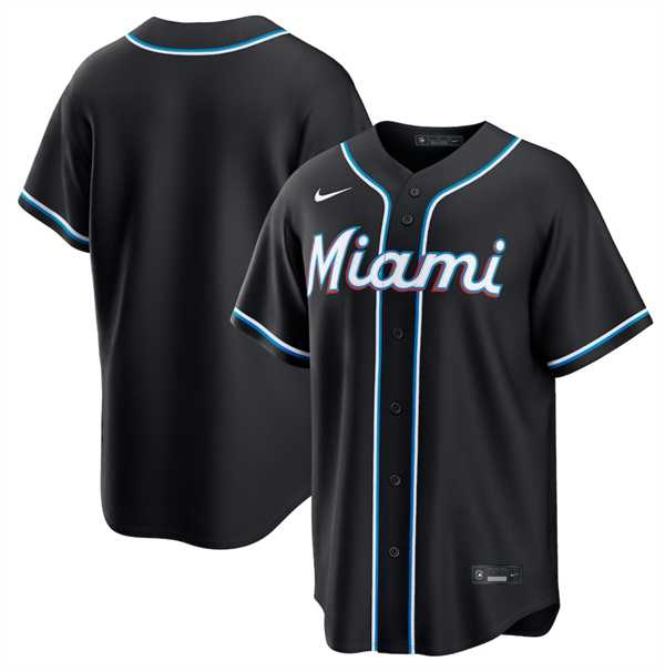 Mens Miami Marlins Blank 2026 Black Out Stitched Jersey Dzhi->miami marlins->MLB Jersey