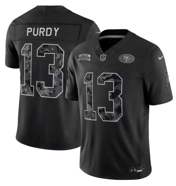 Mens San Francisco 49ers #13 Brock Purdy Black 2026 F.U.S.E. Salute to Service Limited Stitched Jersey