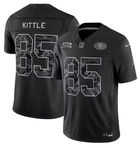 Mens San Francisco 49ers #85 George Kittle Black 2026 F.U.S.E. Salute to Service Limited Stitched Jersey