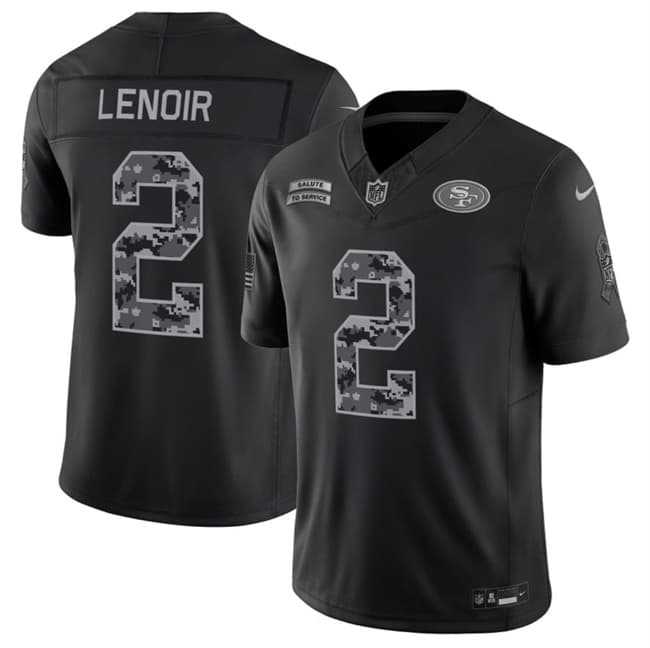 Mens San Francisco 49ers #2 Deommodore Lenoir Black 2026 F.U.S.E. Salute to Service Limited Stitched Jersey