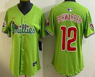 Womens Philadelphia Phillies #12 Kyle Schwarber Light Green Fashion Cool Base Jersey->mlb womens jerseys->MLB Jersey