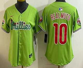 Womens Philadelphia Phillies #10 JT Realmuto Light Green Fashion Cool Base Jersey->mlb womens jerseys->MLB Jersey