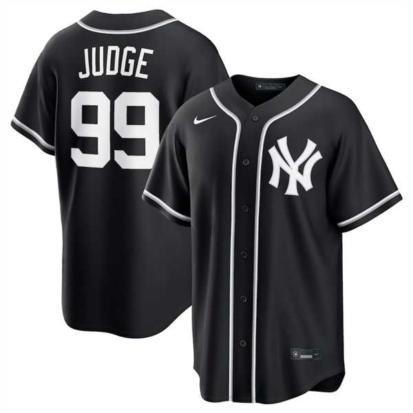 Mens New York Yankees #99 Aaron Judge Black Out Stitched Jersey Dzhi