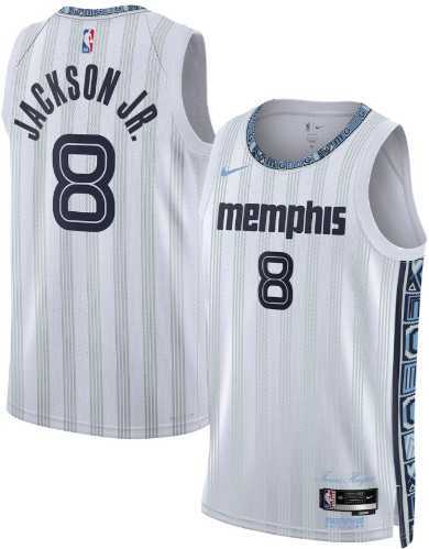 Mens Memphis Grizzlies #8 Jaren Jackson Jr. Gray 2025-26 City Edition Swingman Stitched Jersey Dzhi