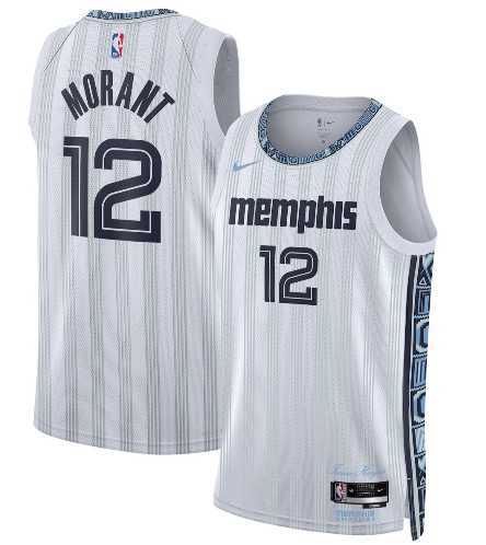Mens Memphis Grizzlies #12 Ja Morant Gray 2025-26 City Edition Swingman Stitched Jersey Dzhi