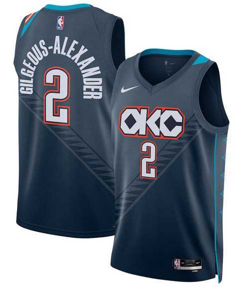 Mens Oklahoma City Thunder #2 Shai Gilgeous-Alexander Navy 2025-26 City Edition Swingman Stitched Jersey Dzhi