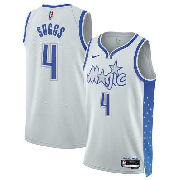 Mens Orlando Magic #4 Jalen Suggs Silver 2025-26 City Edition Stitched Jersey Dzhi
