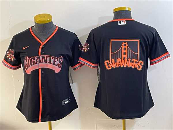 Womens San Francisco Giants Team Big Logo Black 2026 Alternate Stadium Stitched Jersey(Run Small) Dzhi->mlb womens jerseys->MLB Jersey