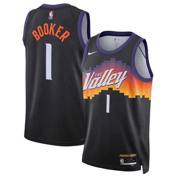 Mens Phoenix Suns #1 Devin Booker Black 2025-26 City Edition Stitched Jersey Dzhi
