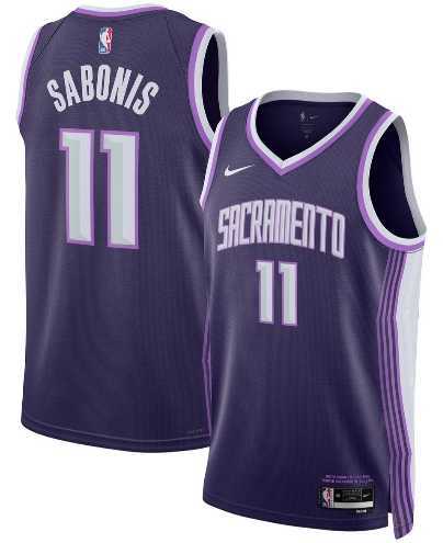 Mens Sacramento Kings #11 Domantas Sabonis Purple 2025-26 City Edition Swingman Stitched Jersey Dzhi