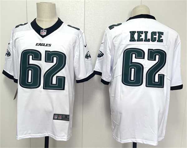 Mens Philadelphia Eagles #62 Jason Kelce White 2024 New Vapor Untouchable Limited Stitched Jersey