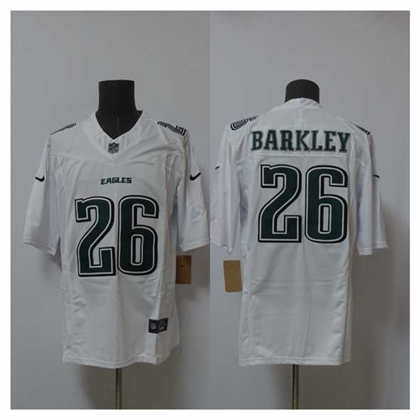 Mens Philadelphia Eagles #26 Saquon Barkley White 2024 F.U.S.E. Vapor Untouchable Limited Throwback Stitched Jersey