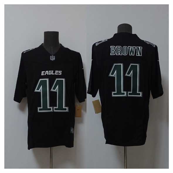 Mens Philadelphia Eagles #11 A.J. Brown Black 2024 F.U.S.E. Vapor Untouchable Limited Stitched Jersey