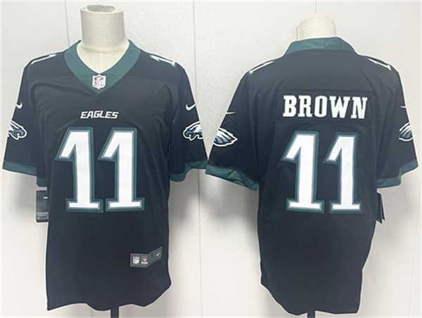 Mens Philadelphia Eagles #11 A.J. Brown Black 2024 New Vapor Untouchable Limited Stitched Jersey