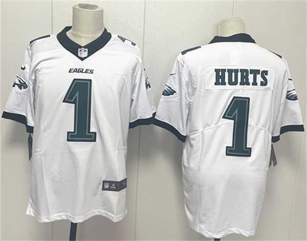 Mens Philadelphia Eagles #1 Jalen Hurts White 2024 New Vapor Untouchable Limited Stitched Jersey