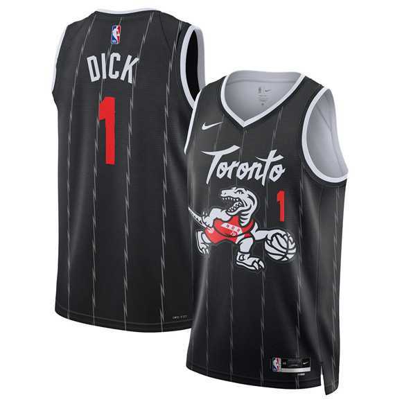Mens Toronto Raptors #1 Gradey Dick Black 2025-26 City Edition Stitched Jersey Dzhi
