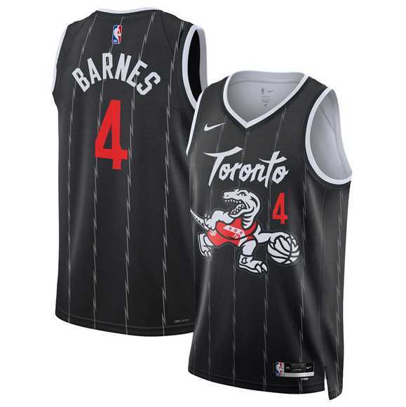 Mens Toronto Raptors #4 Scottie Barnes Black 2025-26 City Edition Stitched Jersey Dzhi