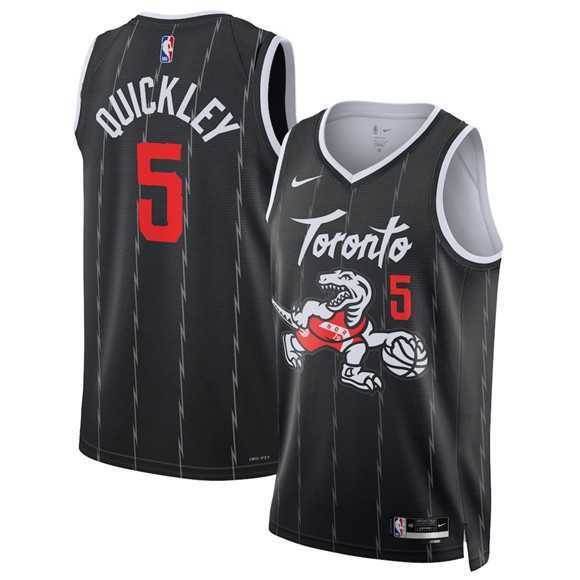Mens Toronto Raptors #5 Immanuel Quickley Black 2025-26 City Edition Stitched Jersey Dzhi