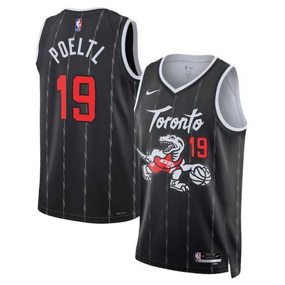 Mens Toronto Raptors #19 Jakob Poeltl Black 2025-26 City Edition Stitched Jersey Dzhi