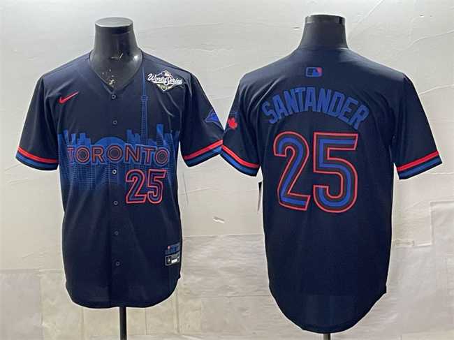 Mens Toronto Blue Jays #25 Anthony Santander Navy 2025 World Series City Connect Limited Stitched Jersey