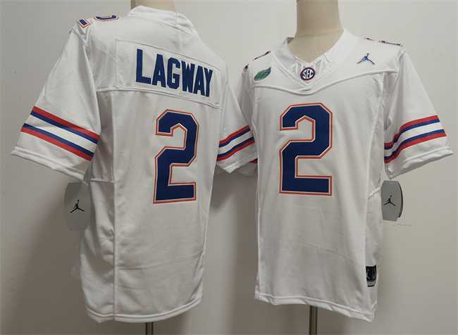 Mens Florida Gators #2 DJ Lagway White F.U.S.E. Stitched Jersey