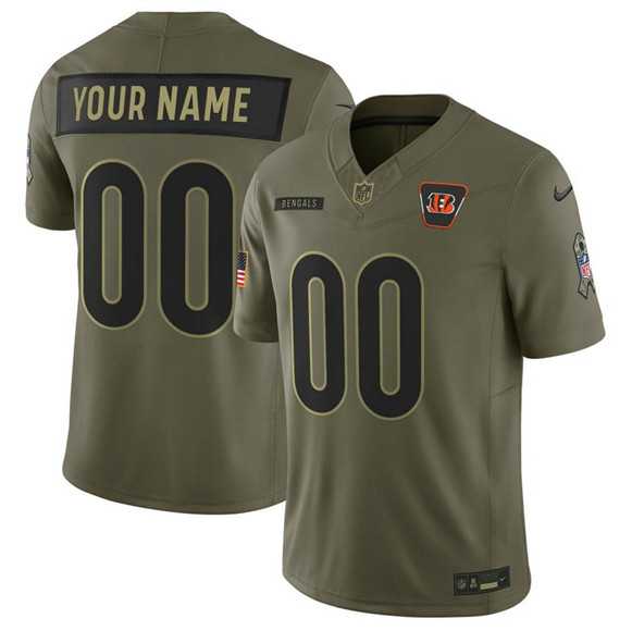 Mens Cincinnati Bengals Active Player Custom Olive 2025 F.U.S.E. Salute to Service Limited Stitched Jersey