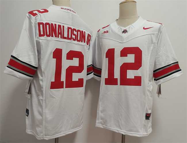 Mens Ohio State Buckeyes #12 JCJ Donaldson White 2025 F.U.S.E. Limited Stitched Jersey