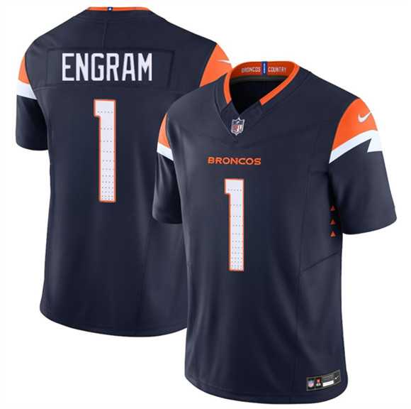 Mens Denver Broncos #1 Evan Engram Navy F.U.S.E. Vapor Limited Stitched Jersey Dzhi