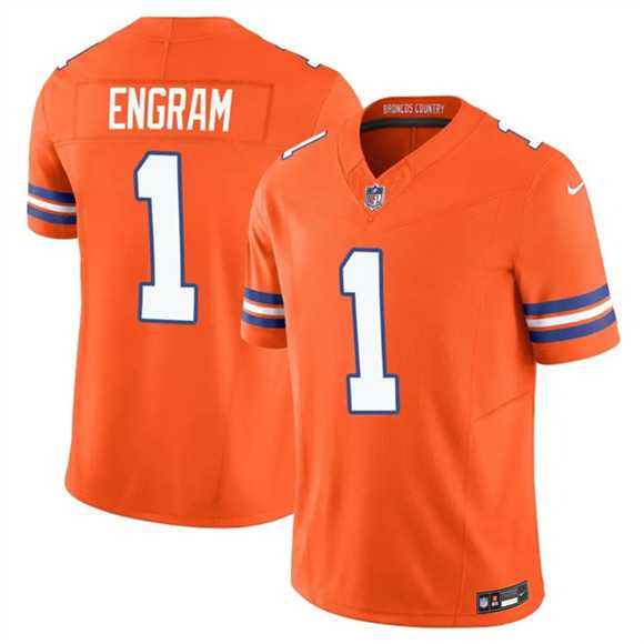 Mens Denver Broncos #1 Evan Engram Orange F.U.S.E. Mile High Collection 1977 Throwback Vapor Limited Stitched Jersey Dzhi