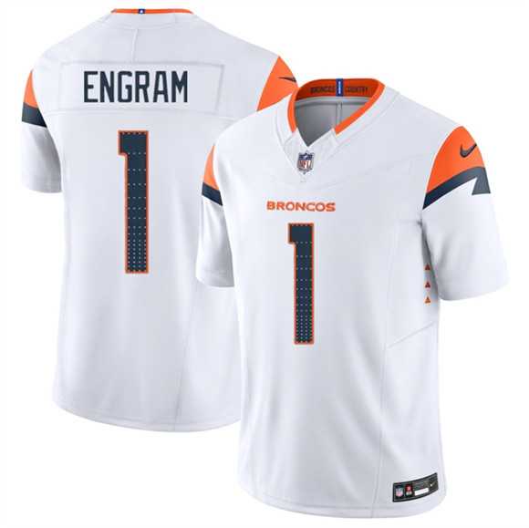 Mens Denver Broncos #1 Evan Engram White 2025 F.U.S.E. Vapor Limited Stitched Jersey Dzhi
