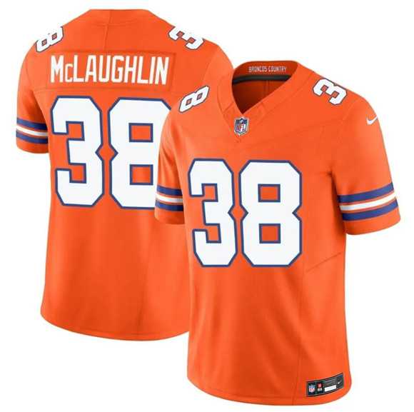 Mens Denver Broncos #38 Jaleel McLaughlin Orange F.U.S.E. Mile High Collection 1977 Throwback Vapor Limited Stitched Jersey Dzhi