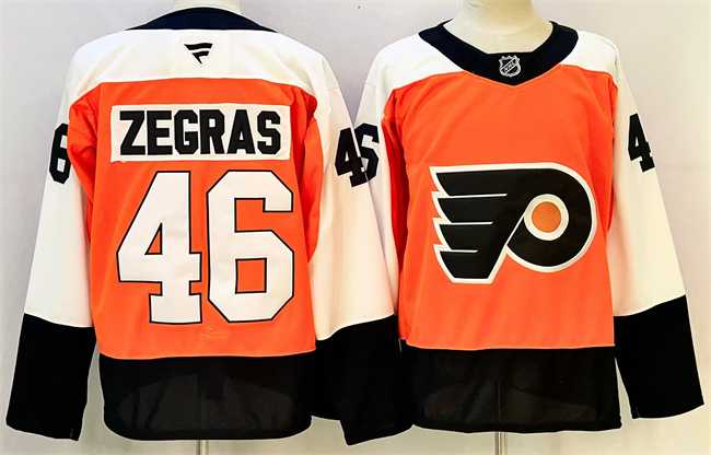 Mens Philadelphia Flyers #46 Trevor Zegras Orange 2024 Stitched Jersey