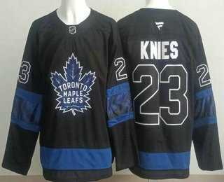 Mens Toronto Maple Leafs #23 Matthew Knies Black Alternate Authentic Jersey