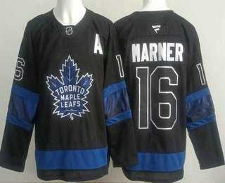Mens Toronto Maple Leafs #16 Mitch Marner Black Alternate Authentic Jersey