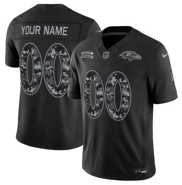 Mens Baltimore Ravens Active Player Custom Black F.U.S.E. 2026 Salute to Service Limited Football Stitched Jersey
