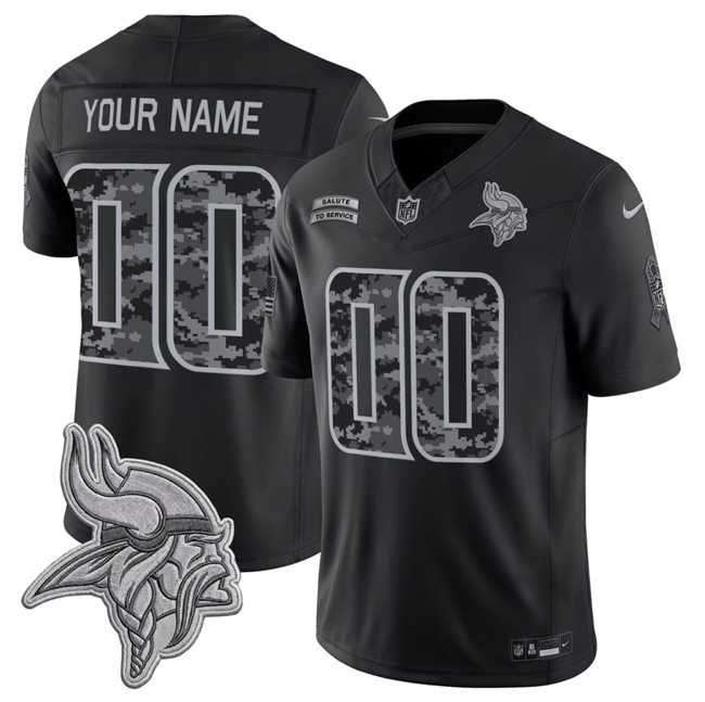 Mens Minnesota Vikings Active Player Custom Black F.U.S.E. 2026 Salute to Service Limited Football Stitched Jersey