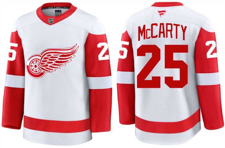 Mens Detroit Red Wings #25 Darren McCarty White 2024 Road Stitched Hockey Jersey Dzhi