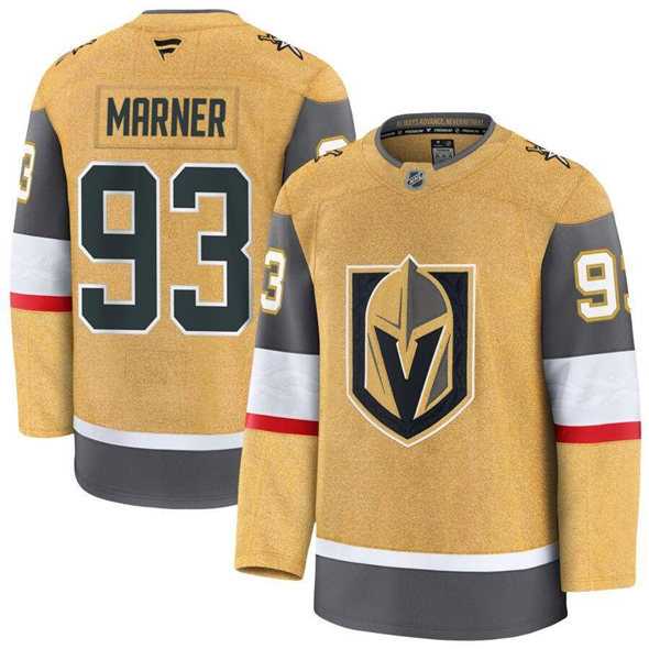 Mens Vegas Golden Knights #93 Mitchell Marner Gold 2024-25 Home Stitched Hockey Jersey Dzhi