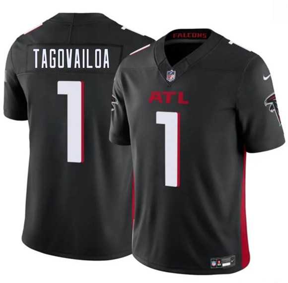 Mens Atlanta Falcons #1 Tua Tagovailoa Black 2026 F.U.S.E. Vapor Untouchable Limited Stitched Jersey Dzhi