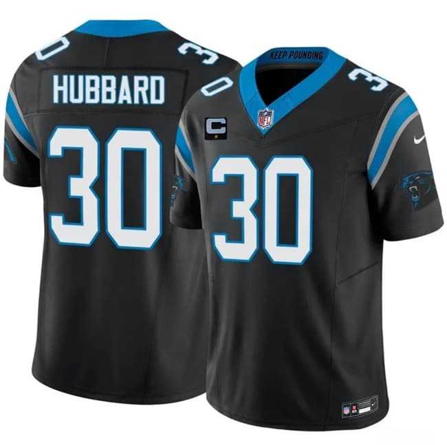 Mens Carolina Panthers #30 Chuba Hubbard Black 2026 F.U.S.E. 1-Star C Patch Vapor Limited Stitched Jersey Dzhi