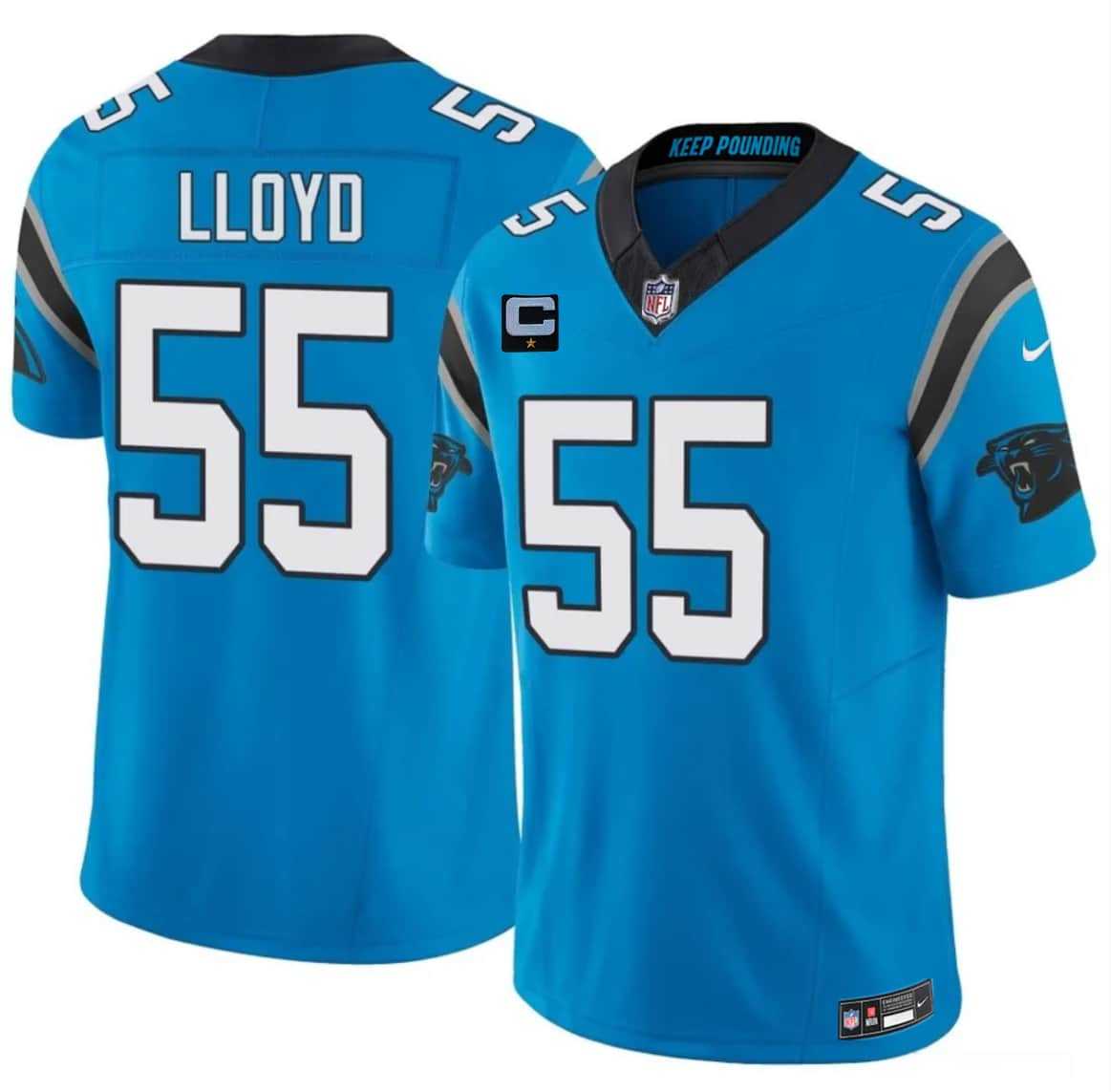 Mens Carolina Panthers #55 Devin Lloyd Blue 2026 F.U.S.E. 1-Star C Patch Vapor Limited Stitched Jersey Dzhi