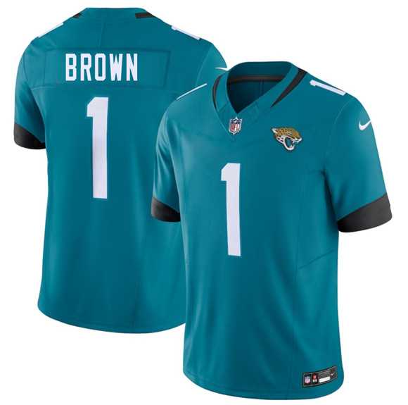 Mens Jacksonville Jaguars #1 Montaric Brown Teal 2026 F.U.S.E. Vapor Untouchable Limited Stitched Jersey Dzhi