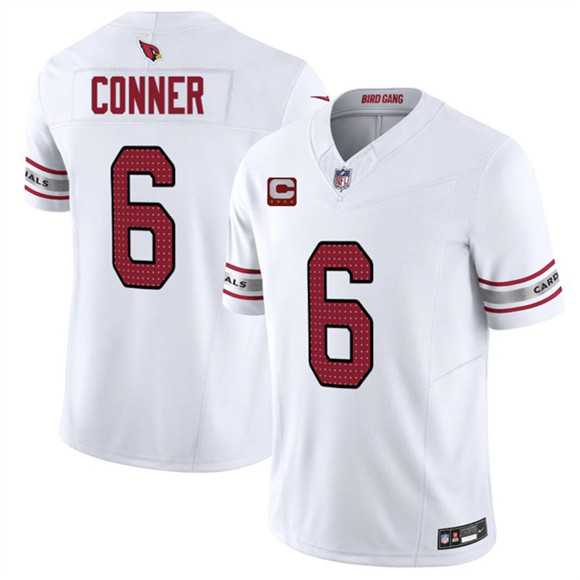 Mens Arizona Cardinals #6 James Conner White 2025 F.U.S.E. With 4-Star C Patch Vapor Untouchable Limited Stitched Jersey Dzhi