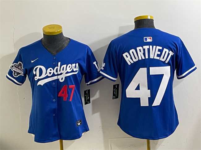 Womens Los Angeles Dodgers #47 Ben Rortvedt Royal 2025 World Series Champions Limited Stitched Jersey