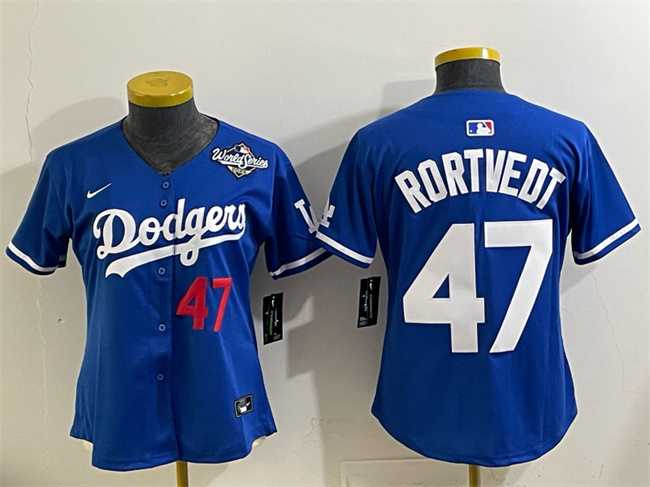 Womens Los Angeles Dodgers #47 Ben Rortvedt Royal 2025 World Series Limited Stitched Jersey