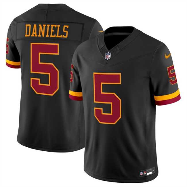 Mens Washington Commanders #5 Jayden Daniels Black 2026 F.U.S.E. Hail Raiser Alternate Vapor Limited Stitched Jersey Dzhi