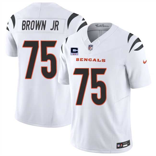 Mens Cincinnati Bengals #75 Orlando Brown Jr White 2025 F.U.S.E. With 2-Star C Patch Vapor Untouchable Limited Stitched Jersey Dzhi