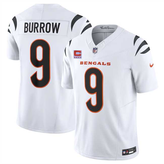 Mens Cincinnati Bengals #9 Joe Burrow White 2025 F.U.S.E. With 4-Star C Patch Vapor Untouchable Limited Stitched Jersey Dzhi