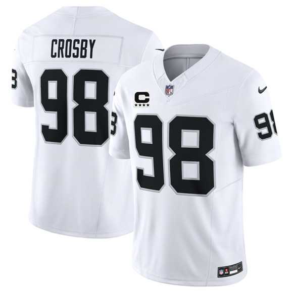 Mens Las Vegas Raiders #98 Maxx Crosby White 2025 F.U.S.E. With 4-Star C Patch Vapor Limited Stitched Jersey Dzhi